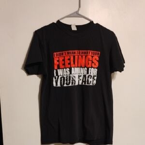 Black Graphic T-Shirt with Red and White Text*See Description For Measurements*